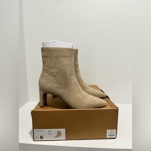 J crew Factory Sueded Heeled Booties in Cashew women’s size 6 New in box - Picture 2 of 8